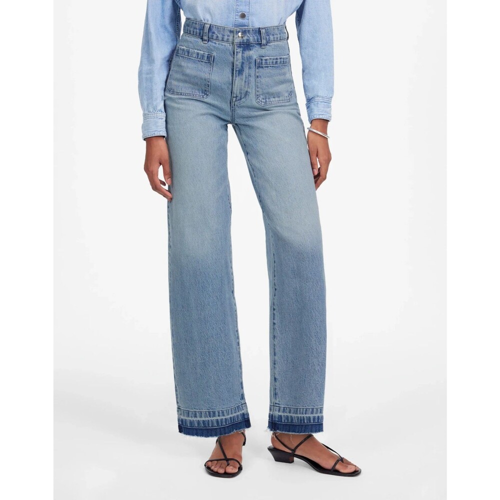 MADEWELL Emmett Wide-Leg Jean: Let Down Hem Edition Banning Wash 28 NWT! $138.00 - Picture 4 of 11